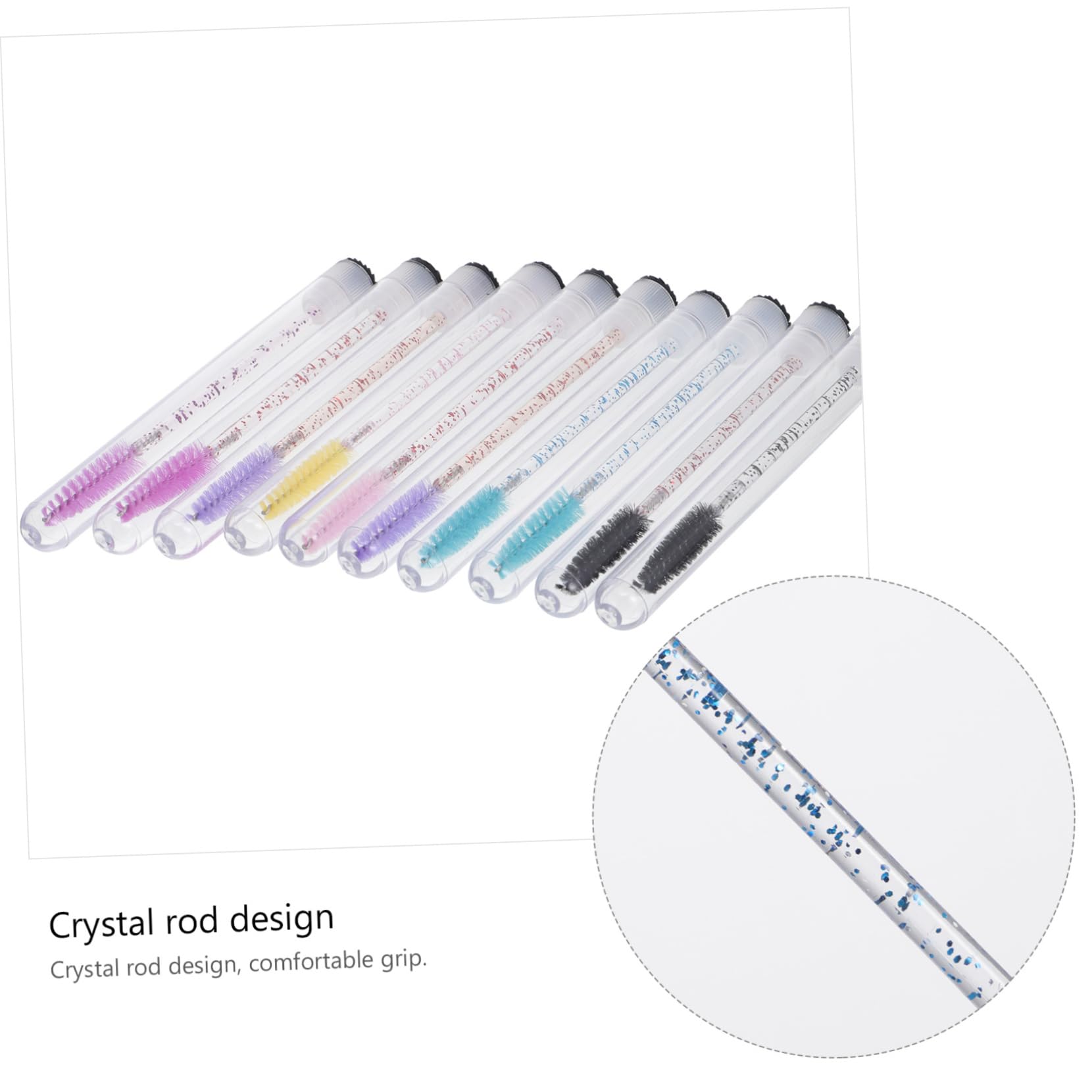 FRCOLOR 30pcs Diamond Eyelash Tube Brush Portable Mascara Applicator Crystal Rod Eyelash Brush Colorful Wands for Travel Daily Use Random