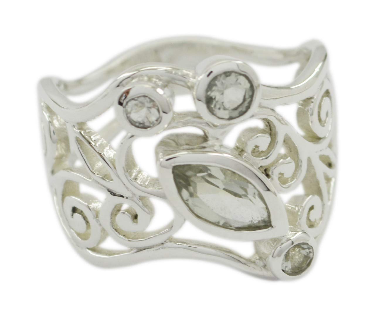Bague améthyste verte en argent véritable de haute joaillerie - 3