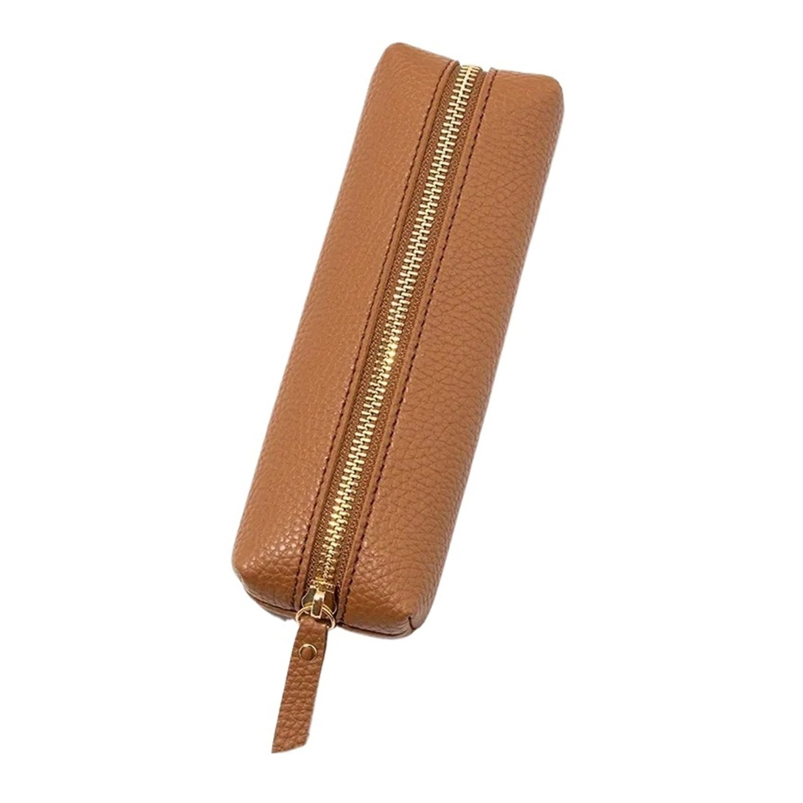 Custodia for penna in pelle PU for ufficio scolastico | Semplice, con cerniera, portatile, portapenne stilografica, leggero(Brown)