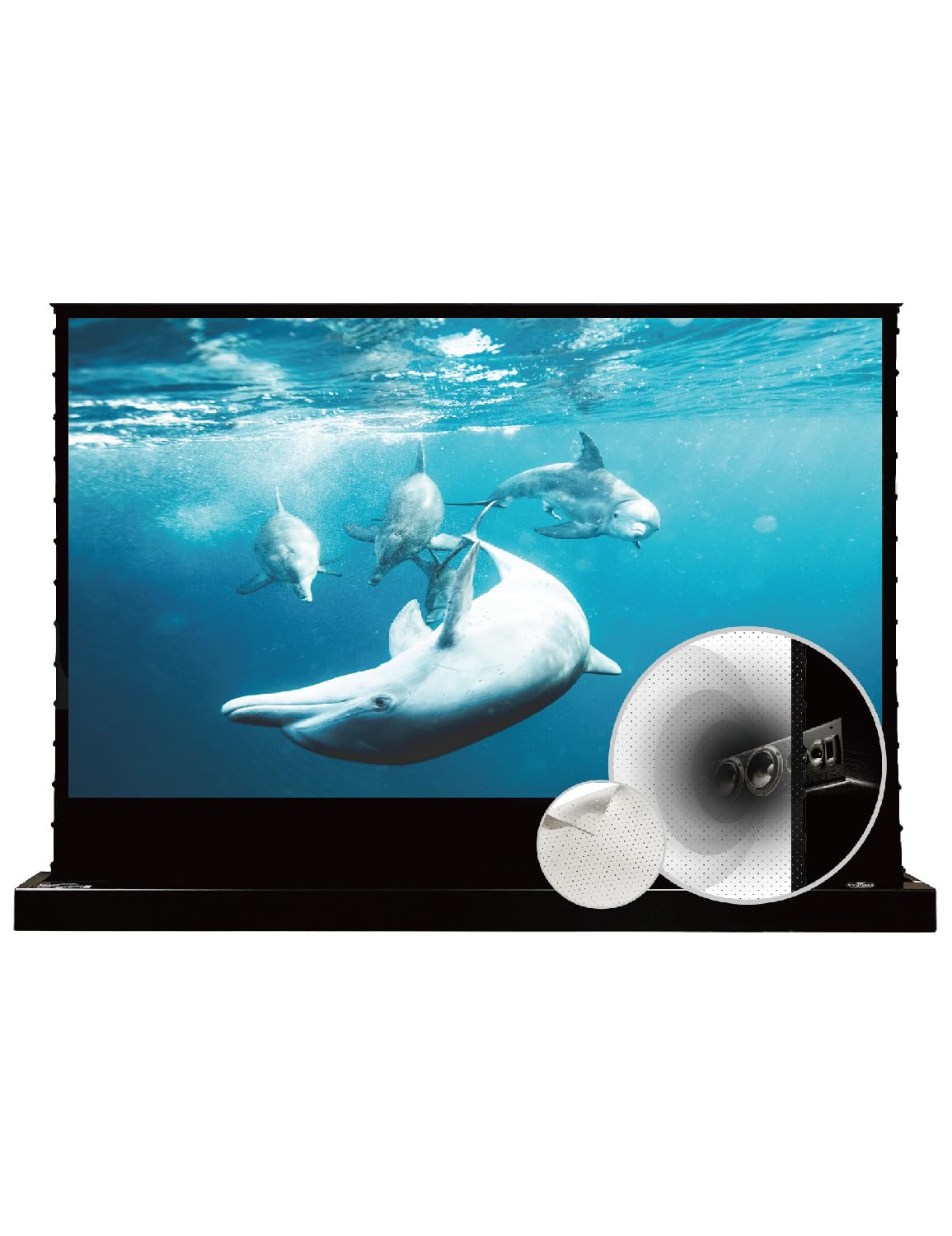 VIVIDSTORM-4K Movie Projector Screen S 84 Inch Sound Transparent Perforated Floor Rising White Fabric 4k HD Ready Home/Movie Theatre Work with Normal Throw Projector, VSDSTPW84H