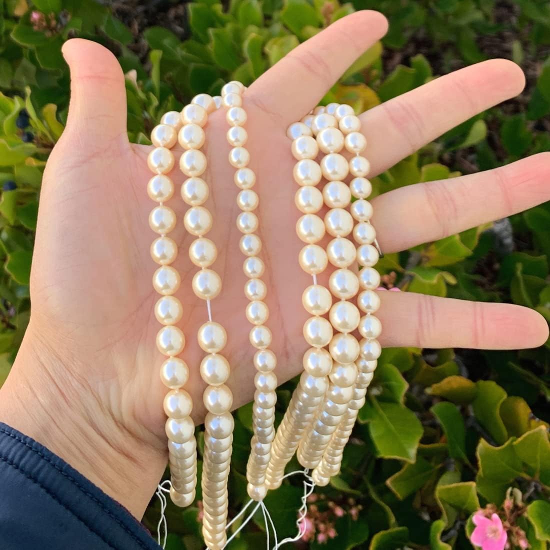 48pcs Adabele AAA Grade 8mm Natural Shell Pearl Loose Round Beads Freshwater Mother of Pearl Nacre 15 inch (Cream White) for DIY Craft Jewelry Making SP8-2
