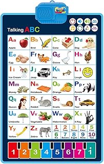 Electronic Interactive Alphabet Wall Chart, Talking ABC & 123s & Words & Music Poster, Preschool Educational Learning Toy Alphabet Wall Chart for Toddler Kids Boys Girls, Kindergarten