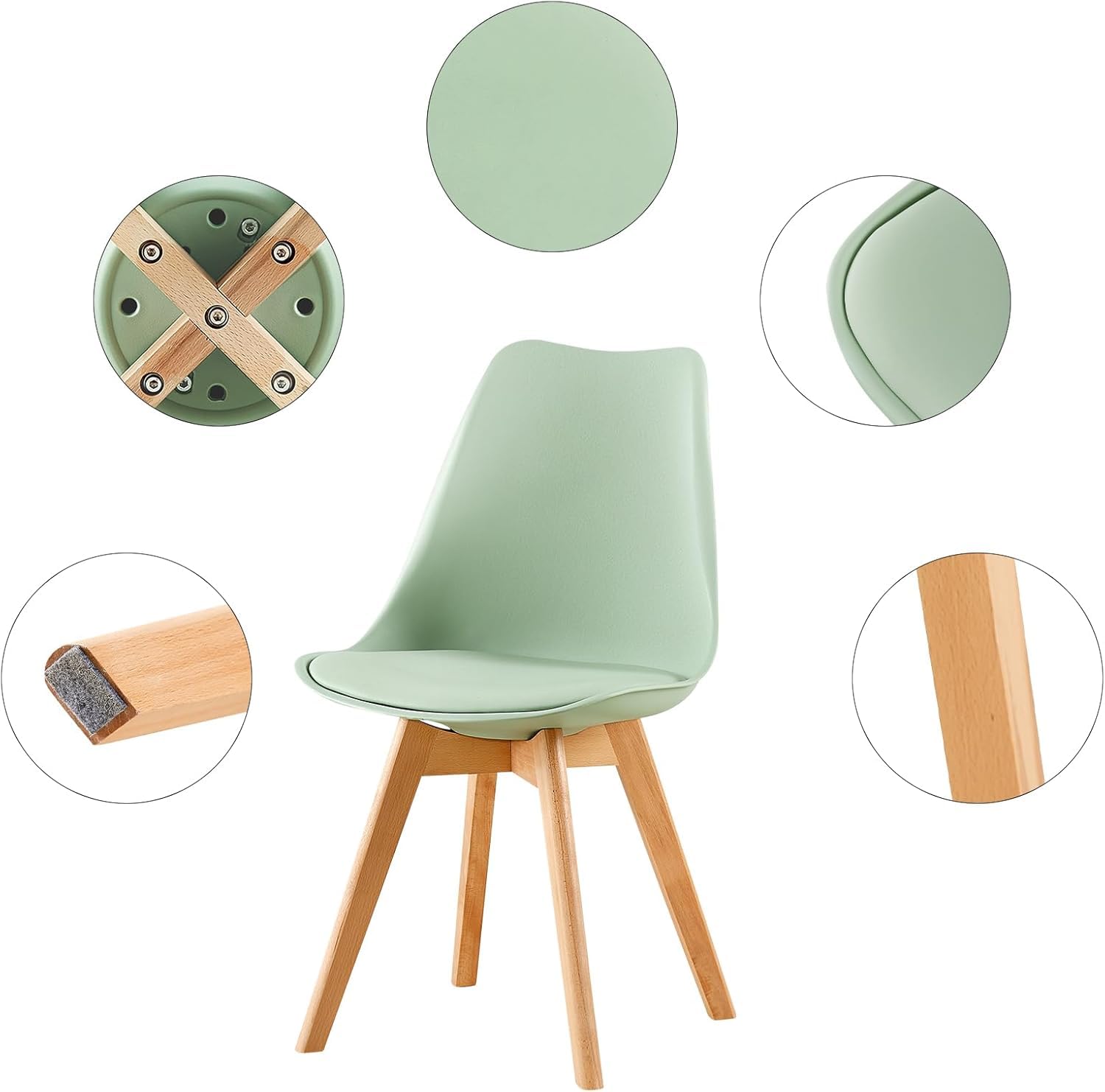 Klapptisch mit 2 Eiscreme-Grün Stühlen, Tischgruppe 60x40 cm, Weiß | Essgruppen Wandklapptisch Wand, Platzsparend, 50 kg, für Kleine Räume und Balkon Küche, 2 Eiscreme-Grün Stühlen