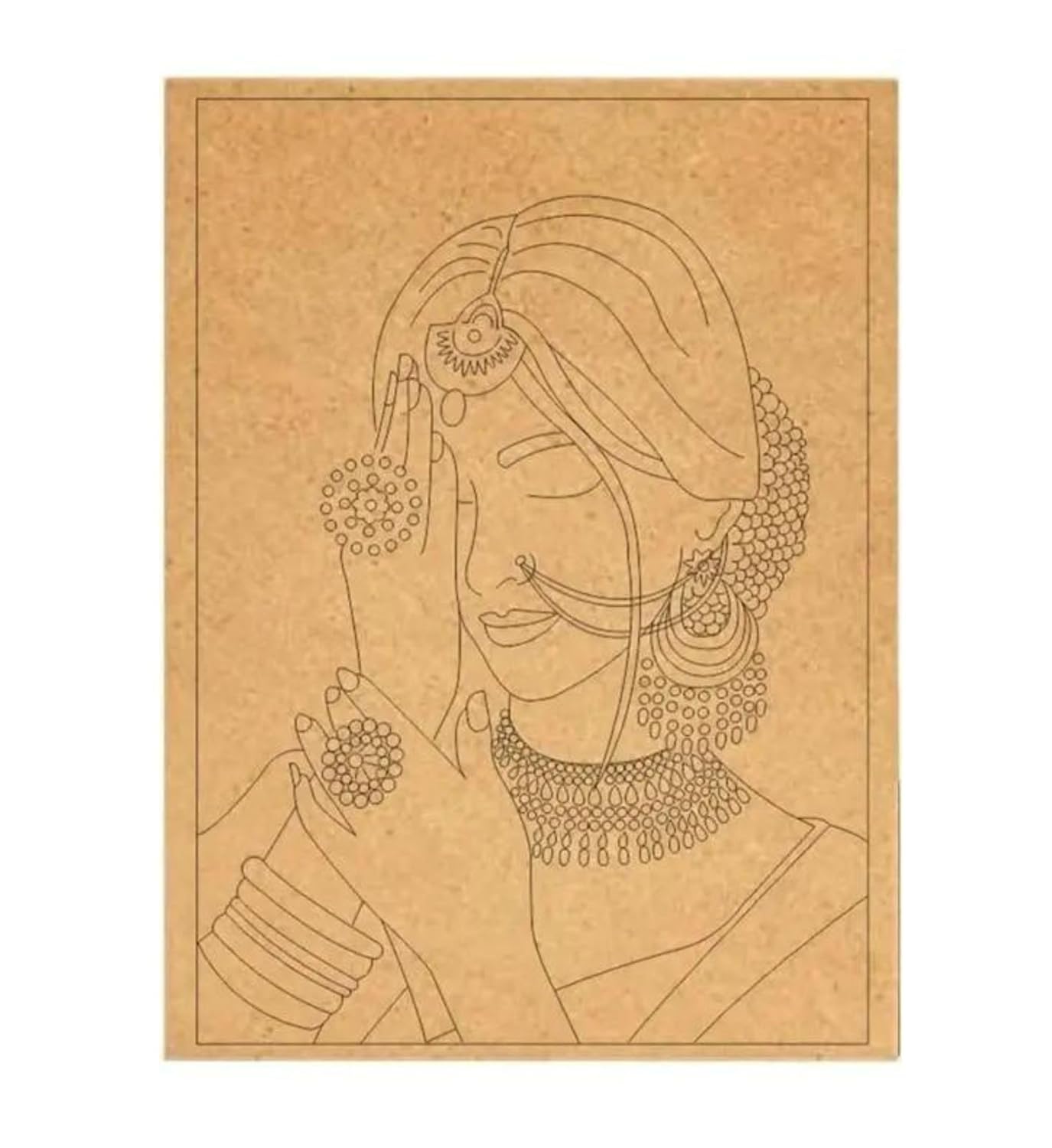 Bs amor Beautiful Indian Bridle Face Mdf Plain Wood Boards For Art And Craft 12"×9"Inch - 2.1mm Unfinished bridle face Mdf Cutouts For Art And Craft For Resin Art, Mandala Art, Pyrography, Painting set of 1 pc-image-12