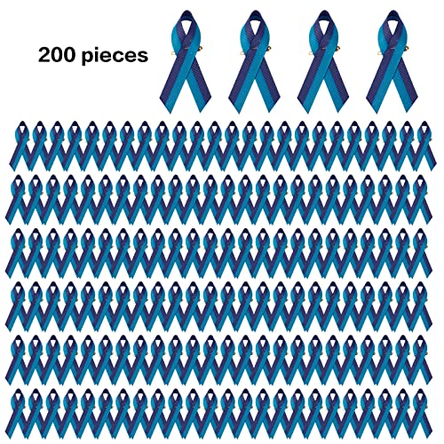 Image of 200 Pieces Suicide Prevention Awareness Ribbons with Safety Pins Grosgrain Ribbon 1.4 * 3 inch