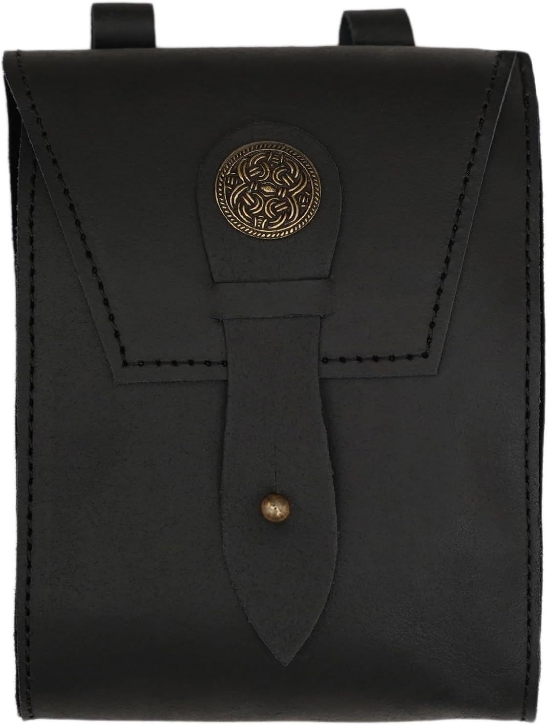 Full Grain Leather Belt Bag for Men & Women | Handmade Medieval LARP Pouch with Buckle for Cosplay & Renaissance Fair (King’s Archer Bag)