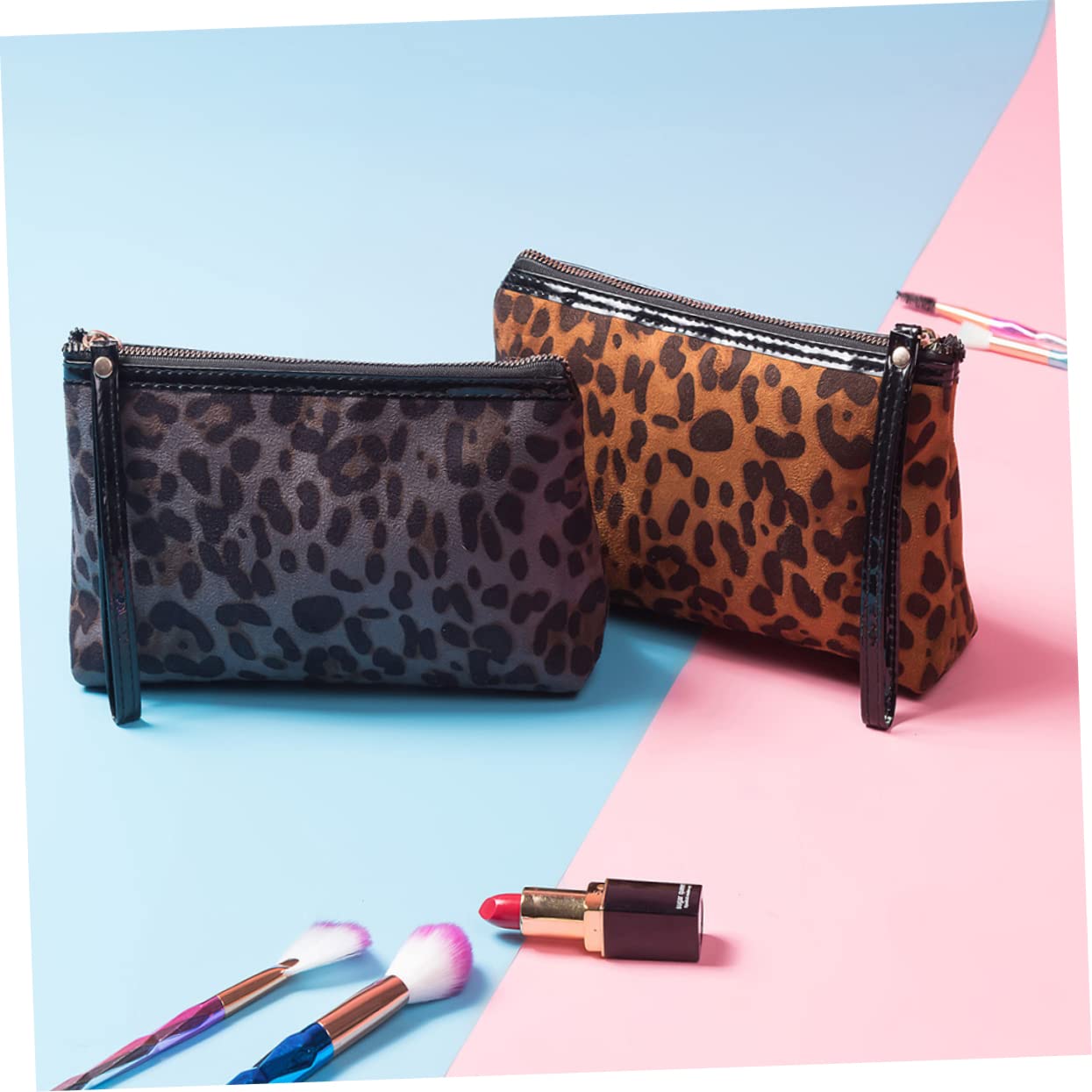 Beaupretty 4piezas Neceser De Viaje para Cosméticos Diseño De Leopardo Gran Capacidad Bolsa De Almacenamiento Portátil para Maquillaje y Artículos De Tocador Incluye Leopardo Negro