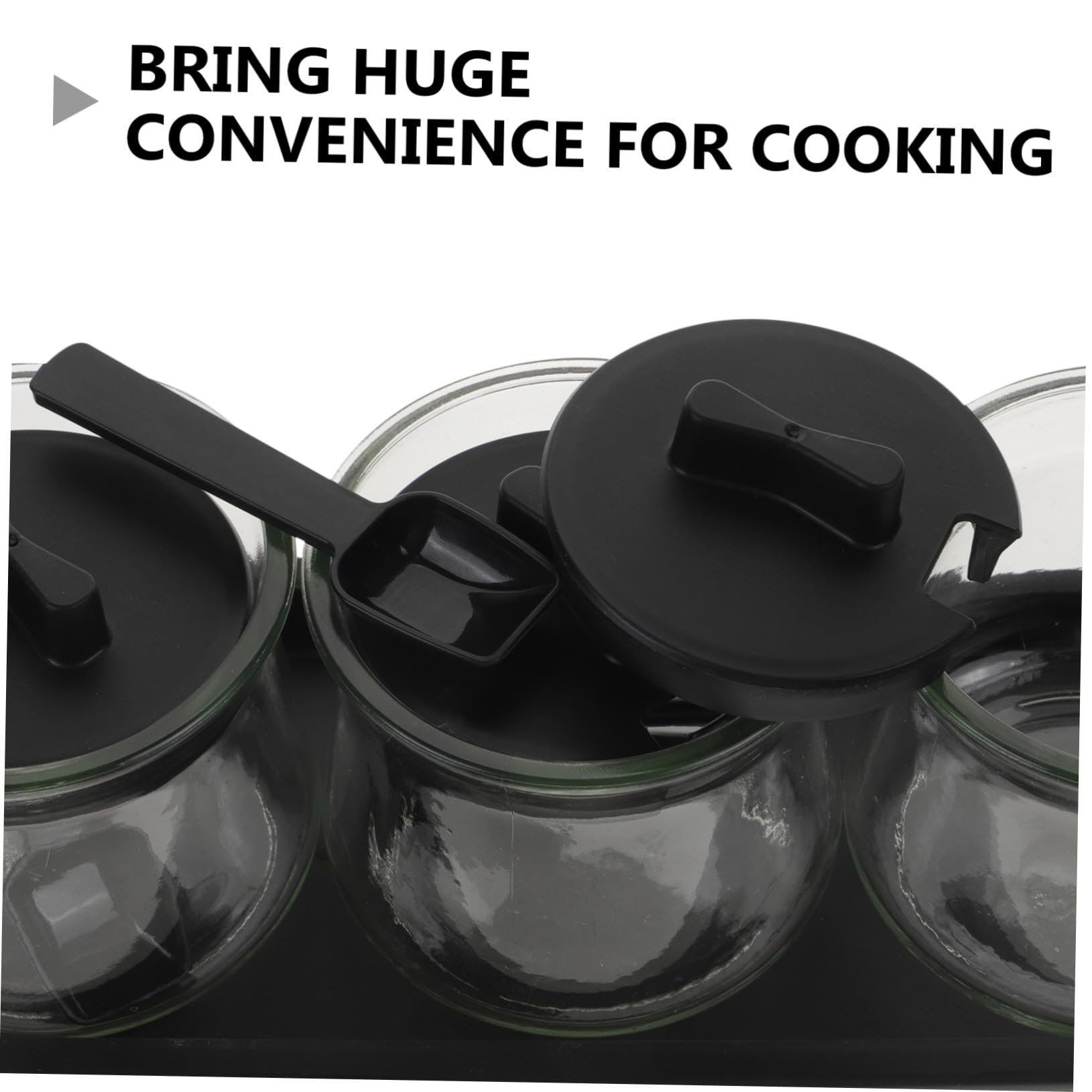 Gatuida Set 3 Barattoli per Spezie Design Trasparente in Vetro Soda con Coperchio Facile da Pulire Cucchiai e Vassoio Contenitori Spezie per Cucina