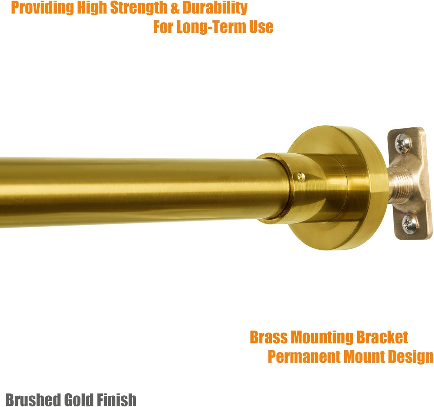 Artiwell Heavy Duty Shower Rod, Adjustable Shower Curtain Rod, Expandable 47-84 Inch, Permanent Mount Shower Rod, Never Rust Stainless Steel For Window Curtain and Closet, Brushed Gold