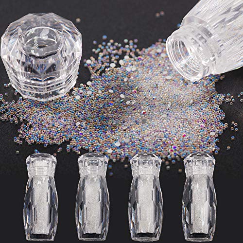 Micro Ball Micro Crystal Nail Caviar Beads Glass Trend Caviar Mix Clear Ab and Crystal Clear Rhinestone 4 Pixie Crystals Bottles For Nail Art Decorations