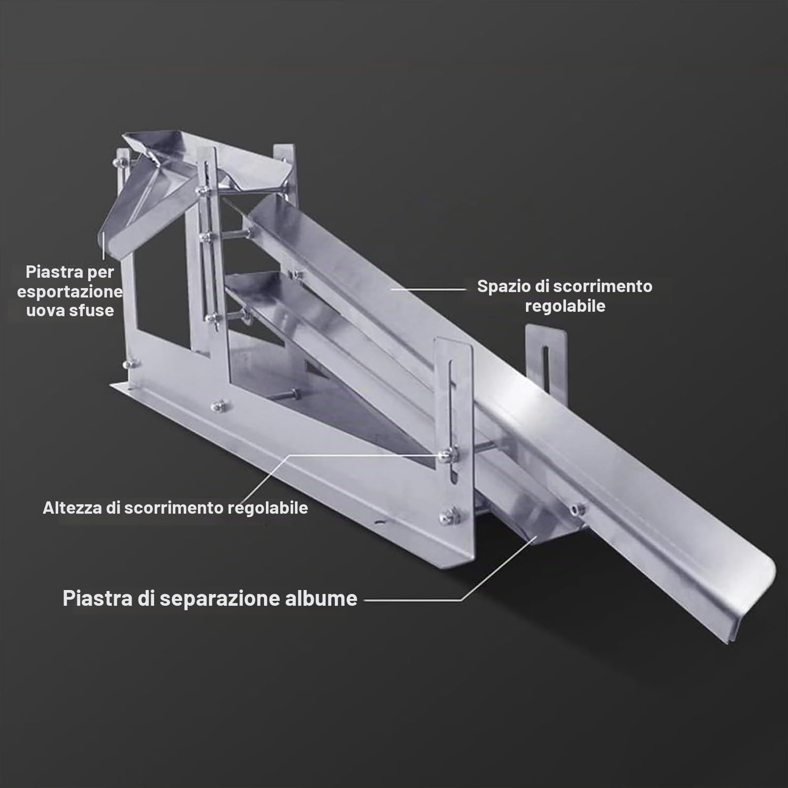 Separatore di uova commerciale, macchina per la separazione di albumi e tuorli in acciaio inox 304, 500-800 uova/h, altezza e spazio di separazione regolabili, per pasticcerie