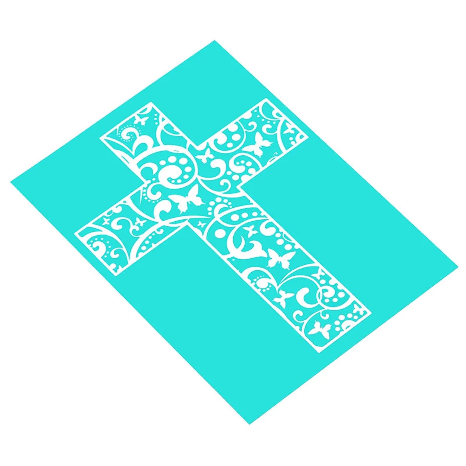 MANGOUSONG Screen Printing Kit,17.8x12.5cm Cross Pattern Screen Printing Template Craft Layering Stencils Painting Scrapbooking Stamping Embossing Reuse Mould