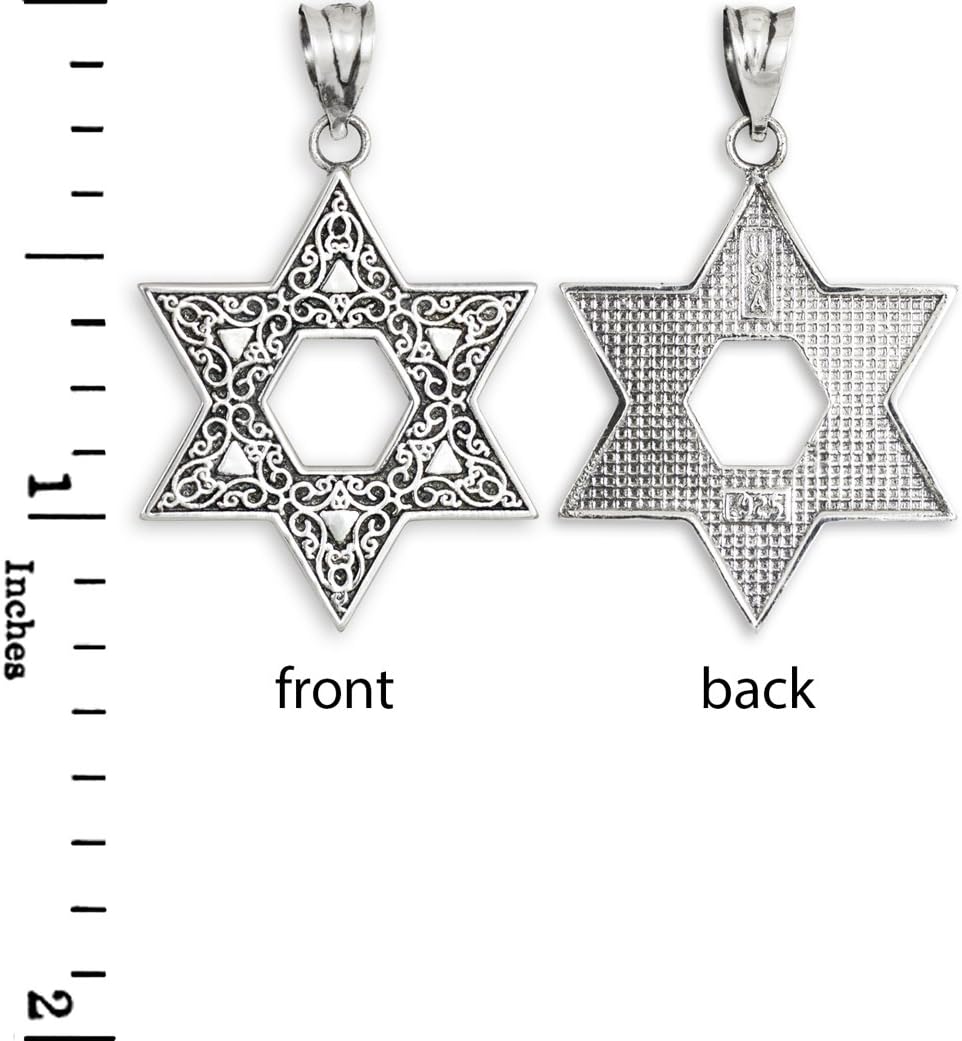 Claddagh Gold 925 Sterling Silver Vintage-Style Oxidized Ornament Star of David Pendant Necklace - Image 3