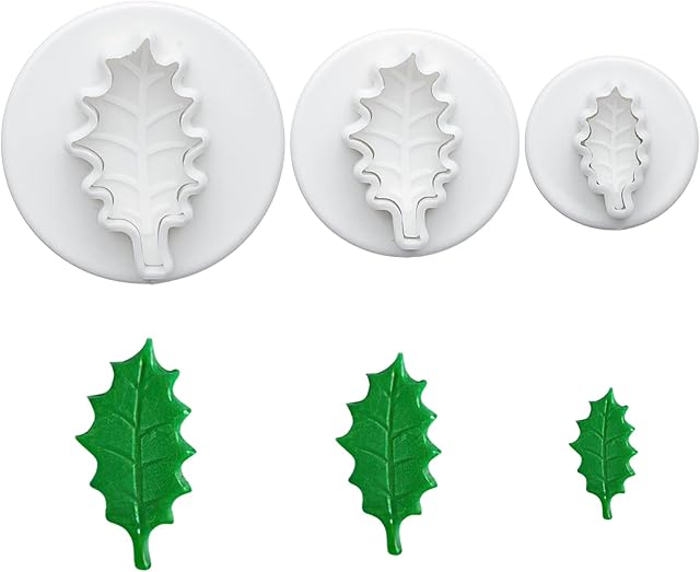 Kungfu Mall 3X Christmas Holly Leaf Cake Cookie Cutter Sugarcraft Decorating Mold