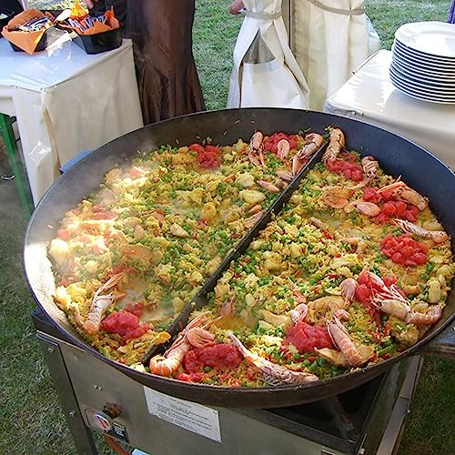 SKK große XL Pfanne Ø 80 cm - Outdoor Riesenpfanne Eisenguss - geteilte Guss-Bratpfanne 3 Griffe Mittelsteg - ideal für Grillpartys - Made in Germany