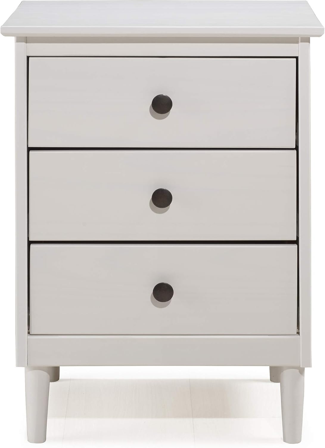 Walker Edison Traditional Wood 3 Drawer Nightstand Side Table Bedroom Storage Drawer and Shelf Bedside End Table, 18 Inch, White : Home & Kitchen
