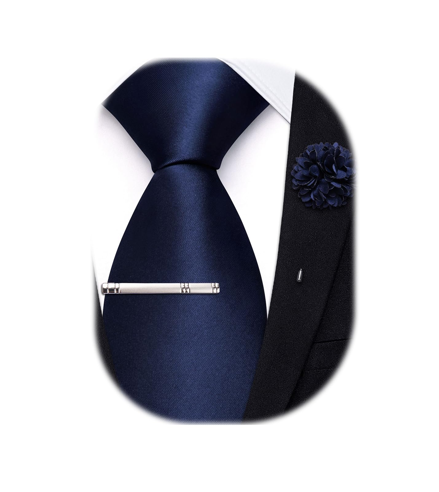 Hi-Tie Pretied Boys Ties Solid Color Kids Adjustable Necktie Lapel Pin Clip Set Age 8-12 Wedding School Graduation