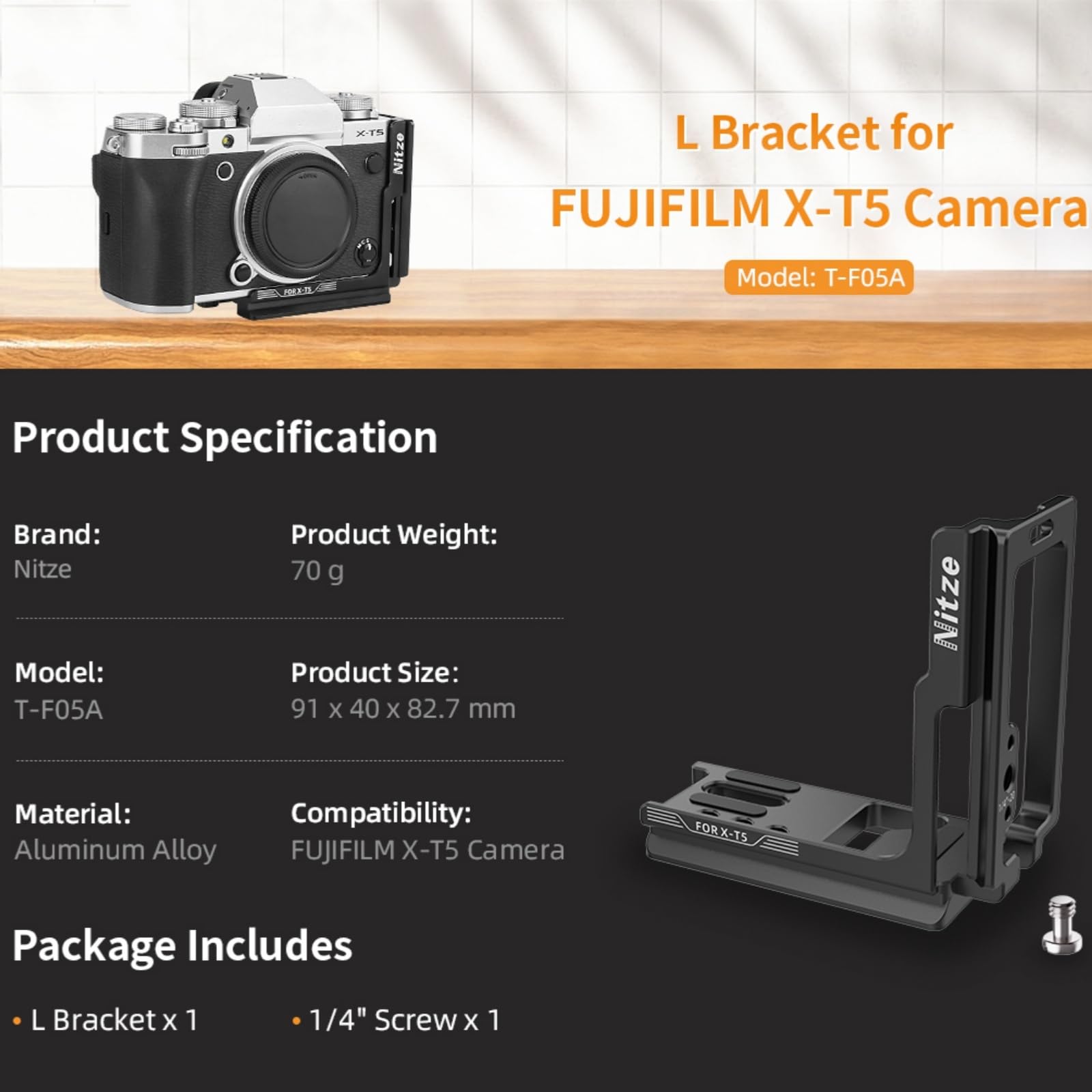 Nitze L wspornik stojak na kamerę do kamery FUJI X-T5 XT5 z płytą QR Arca konstrukcja pionowa pozioma płyta montażowa