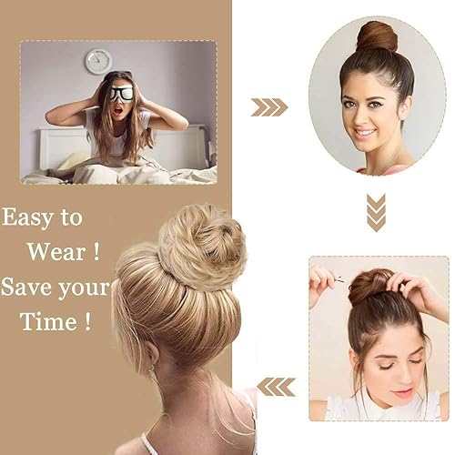 Miniatura 4 de Stamped Glorious 6 piezas de moños para el cabello para mujer, moño de pelo sintético despeinado hacia arriba, accesorios de moño ondulado para