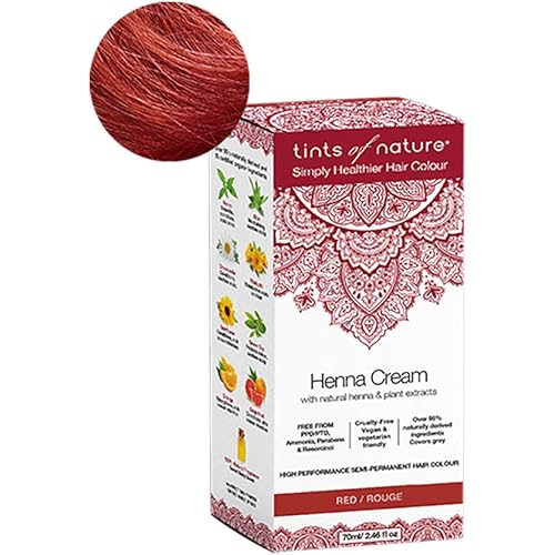 Tints of Nature Red Semi-Permanent Henna Cream Hair Colour, Ammonia-Free and 95% Natural, 2.37 fl oz