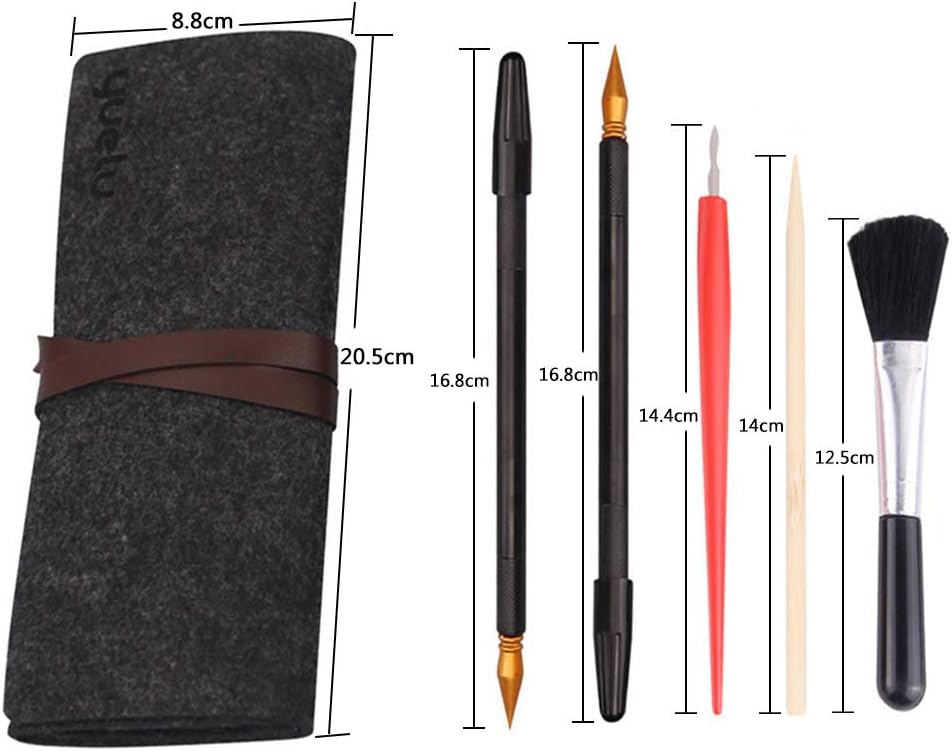 LOOKSEVEN Scratch Tools Set Scraper Pen, 6 Pcs Scratching Art Tools Sketch Arts Set Scratch Color Pen Stick Scraper with Tool Bag for Sketch Art Painting