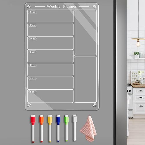 Miniatura 7 de Pizarra acrílica de borrado en seco de 9 x 13 pulgadas para refrigerador, pizarra magnética transparente de borrado en seco para refrigerador,