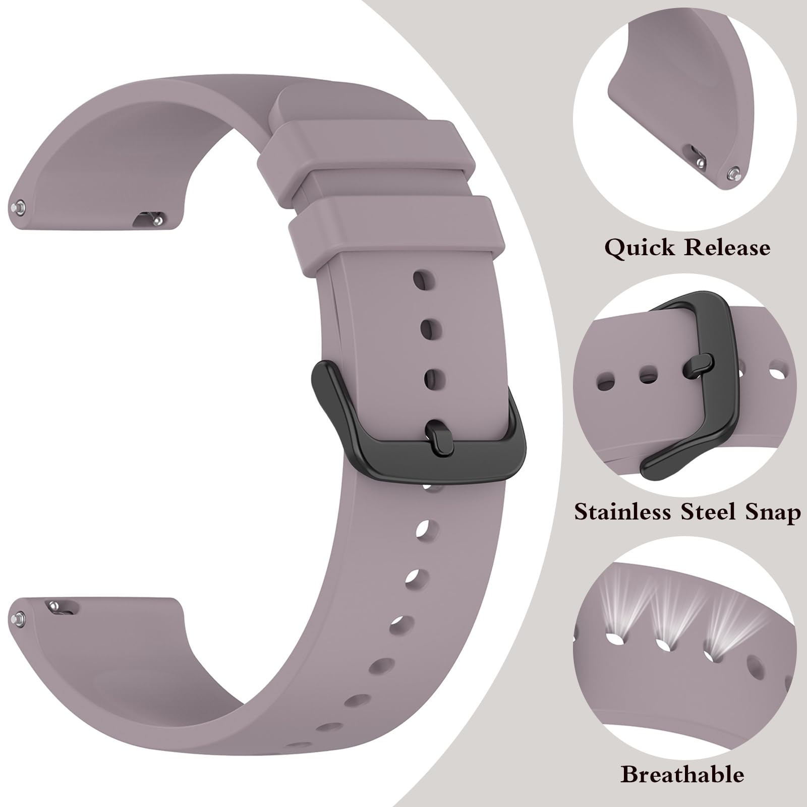 SUGARJAR Strap For Nerunsa P66D,22mm Silicone Band for Donerton T50S,T50H,Popglory P66,ENOMIR IDW19/LW51/LW11,TOOBUR IDW13/IDW16/IDW19/BW01,uaue T50S,Narcid P95/P66,TUYOMA LW36,WeurGhy Y6 - Image 3
