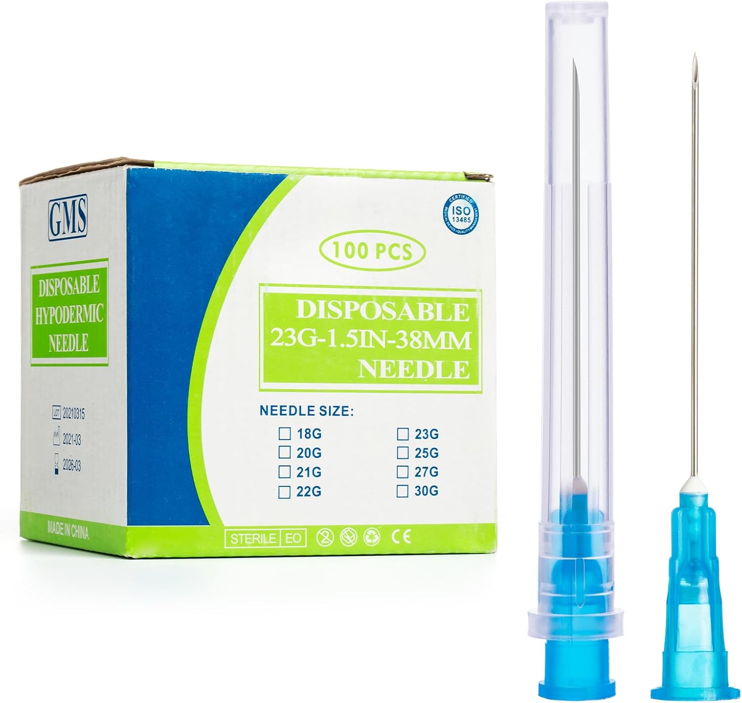 100 Pcs 32Ga 1/2 Inch Needle Luer Lock for Industrial Syringes, Individual Package.
