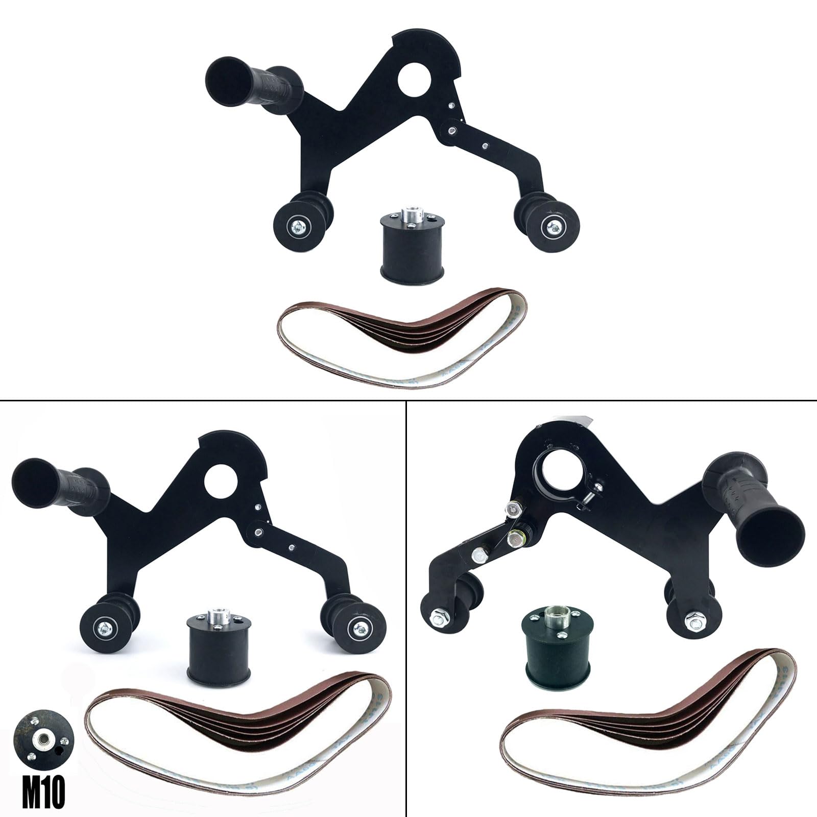 Accesorio universal para dispositivo de lijado de banda con tres opciones de tamaño para convertir amoladora angular en cabezal de cepillo profesional de acero inoxidable