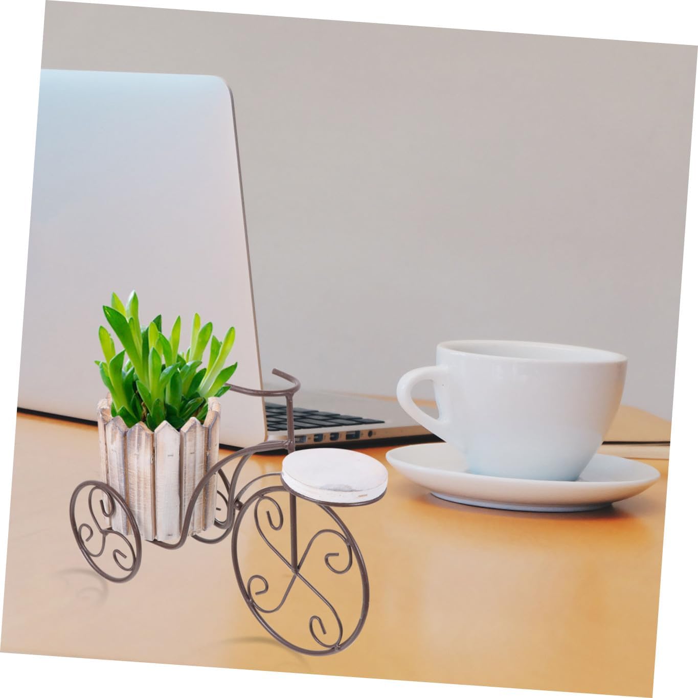 Rustic Iron Bike Plant Stand Wrought Iron Planter Flower Pot Holder for Indoor Outdoor Home Decor Raised Flower Rack for Living Patio Garden