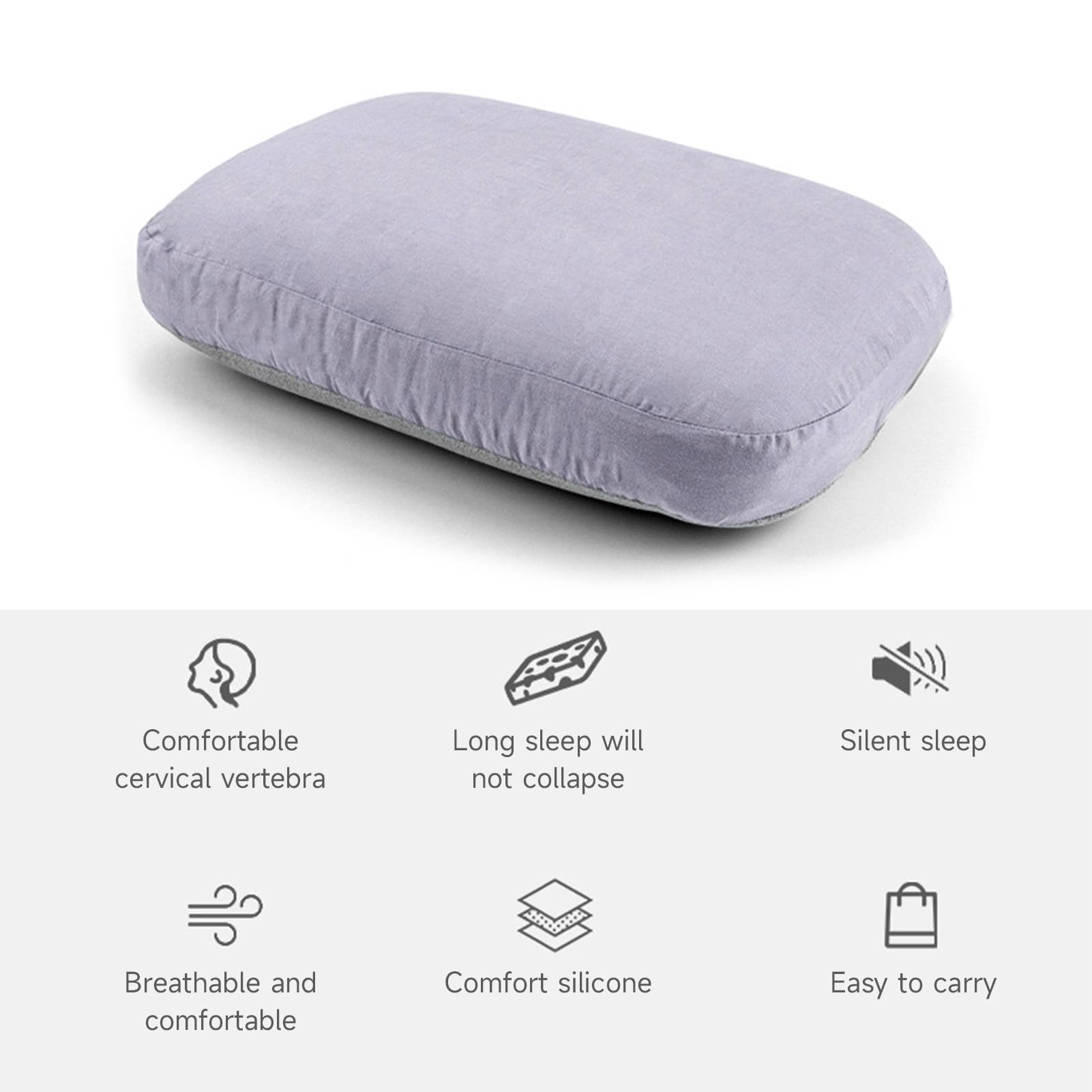 Almohada de Espuma viscoelástica para Camping, portátil, de Rebote Lento, con Tela Transpirable y silenciosa, de Doble Cara, para Acampar al Aire, Viajes, avión, Coche,
