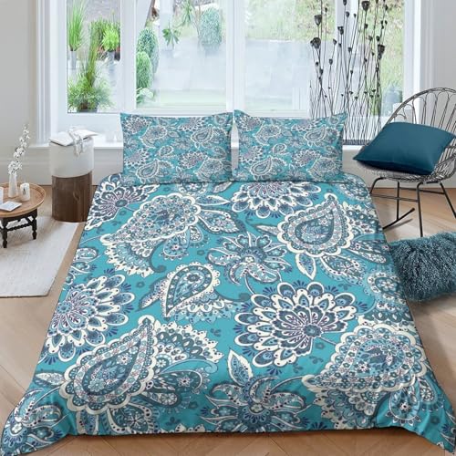 Parure de lit microfibre ultra douce motif cachemire fermeture éclair - 4