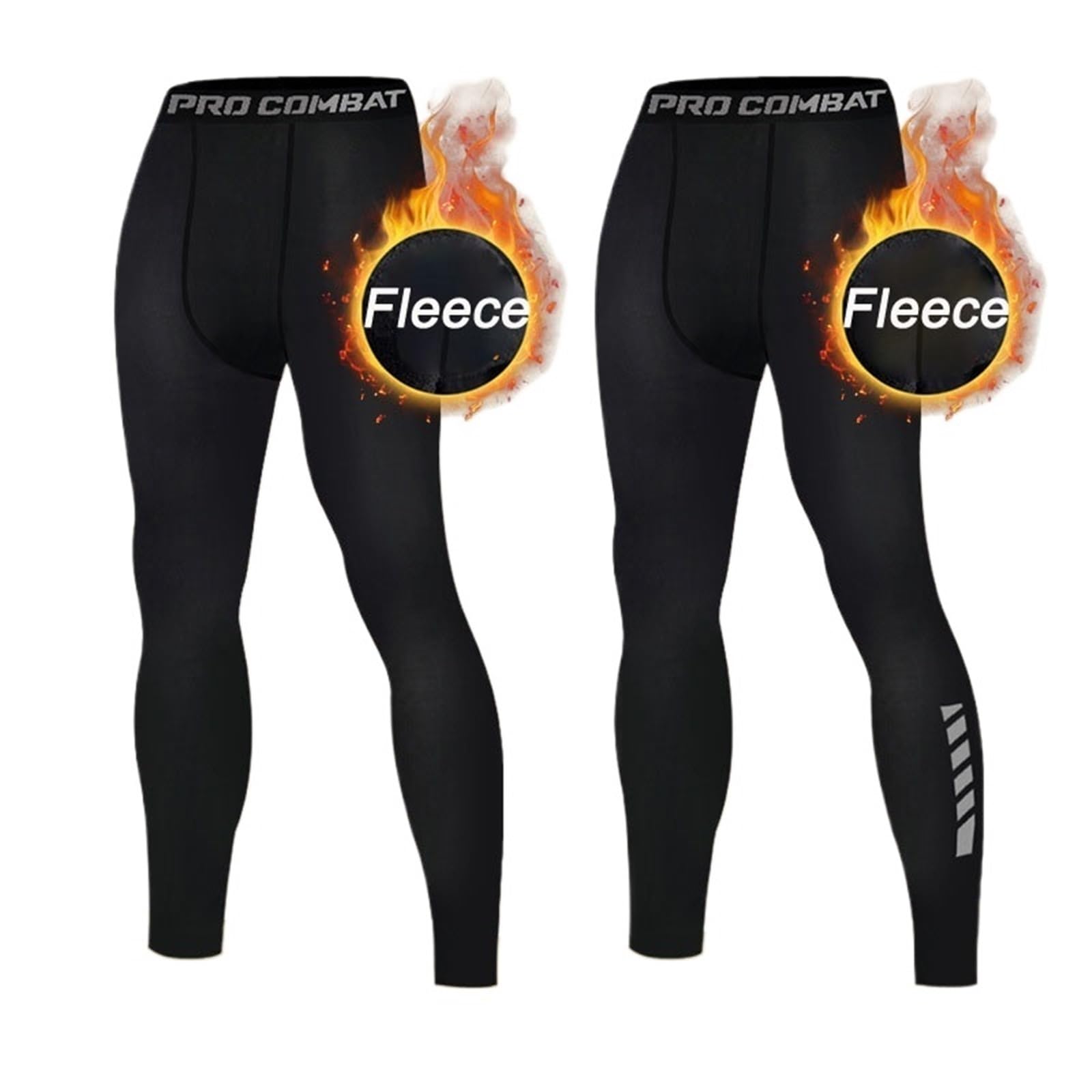 Leggings de Compression Chauds for Hommes, 1 à 2 pièces, Pantalons d'entraînement, de Sport, de Course, de Fitness, de Basket-Ball, de Jogging, en Polaire
