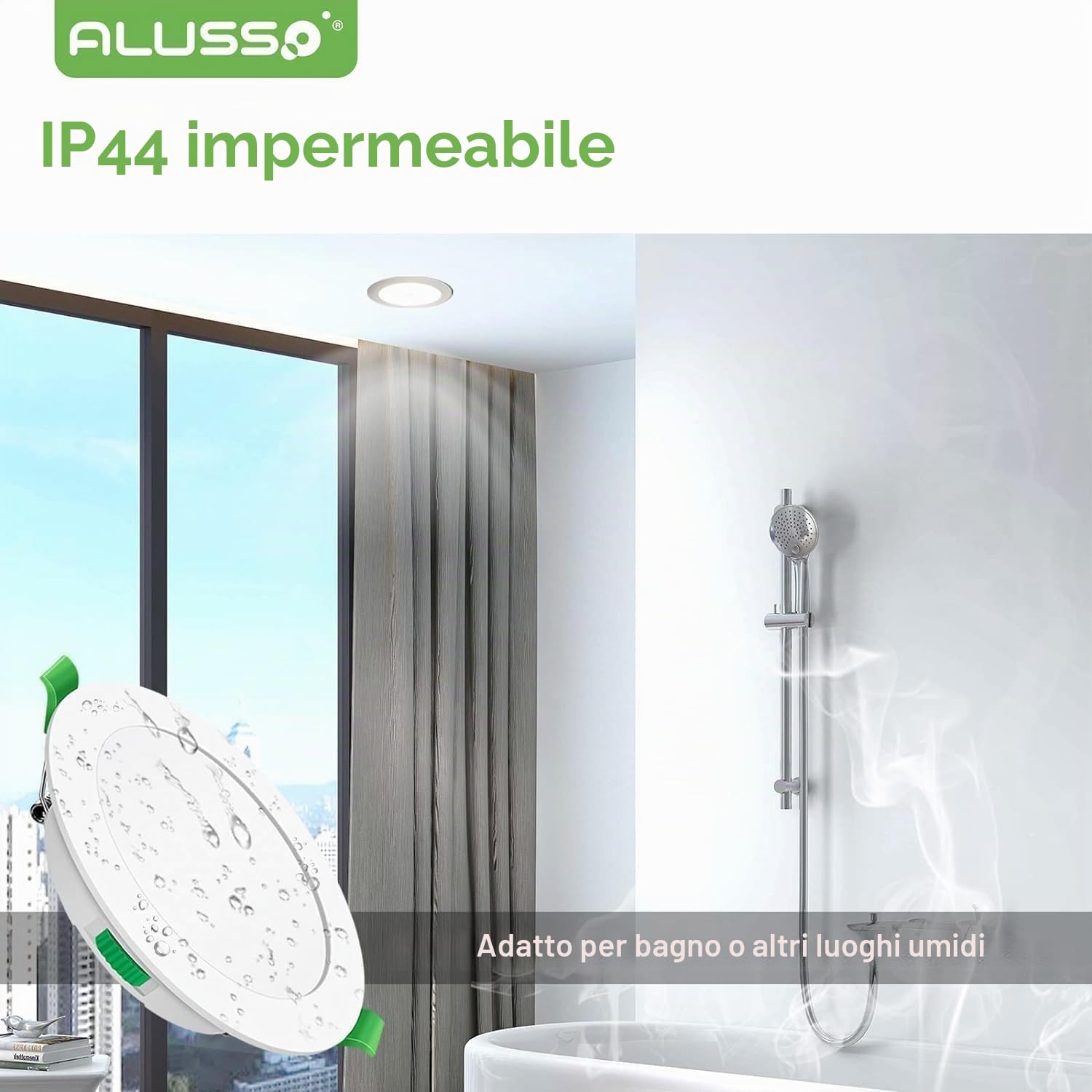 ALUSSO Set di 6 faretti LED da incasso piatti 230 V, 10 W, 800 lm, intensità variabile, ultra sottile, profondità di incasso 30 mm, bianco caldo 3000 K, bianco neutro 4000 K, bianco freddo 6500 K,