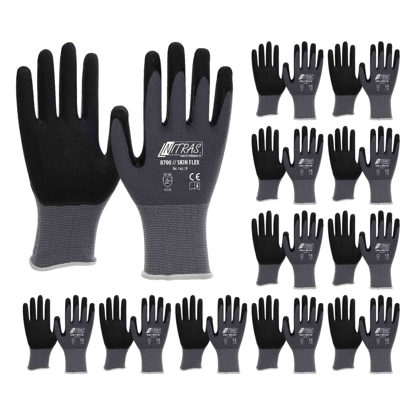 Guantes de trabajo Nitras de alta flexibilidad talla 10 con revestimiento especial negro