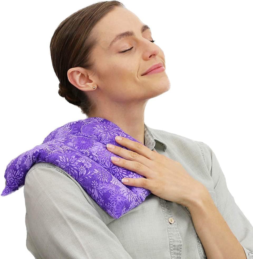 Nature Creation Microwaveable Herbal Heating Pad for Lumbar - Soothing Hot & Cold Therapy Pack for Lower Back- Soothing Relaxation, Warmth and Comfort - 1 Pack Purple Flowers