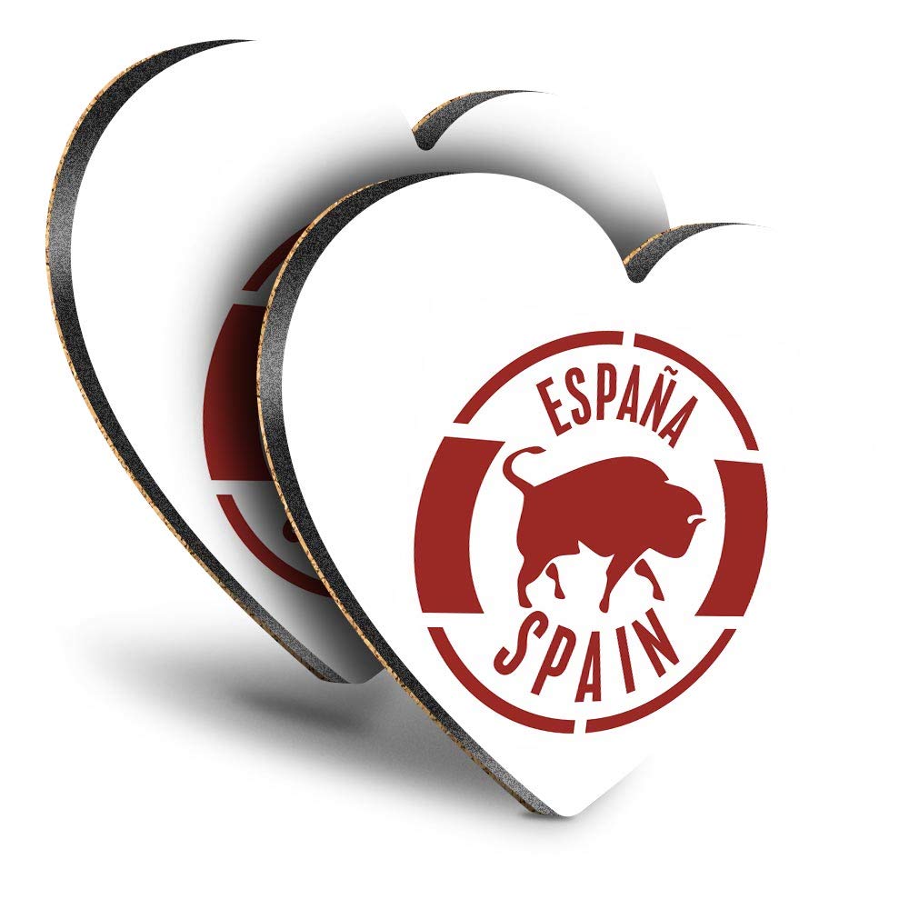 Destination Vinyl ltd Great Coasters (Set of 2) Heart - Espana Spain Spanish Bull Travel Drink Glossy Coasters/Tabletop Protection for Any Table Type #4894