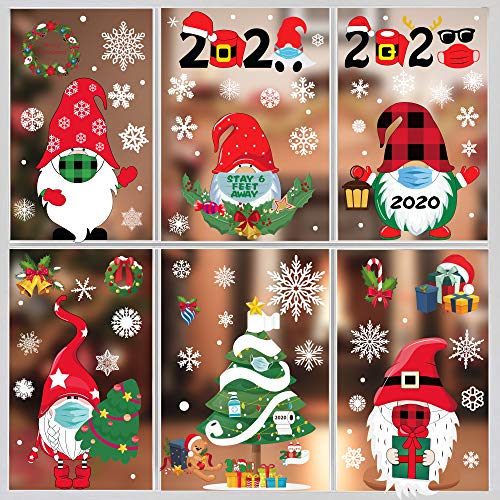 Funnlot Christmas Window Clings Double Sided 8 Sheets Christmas Gnome Window Clings Christmas Quarantine Window Stickers Christmas Window Decorations Scandinavian Xmas Window Decals for Glass Home