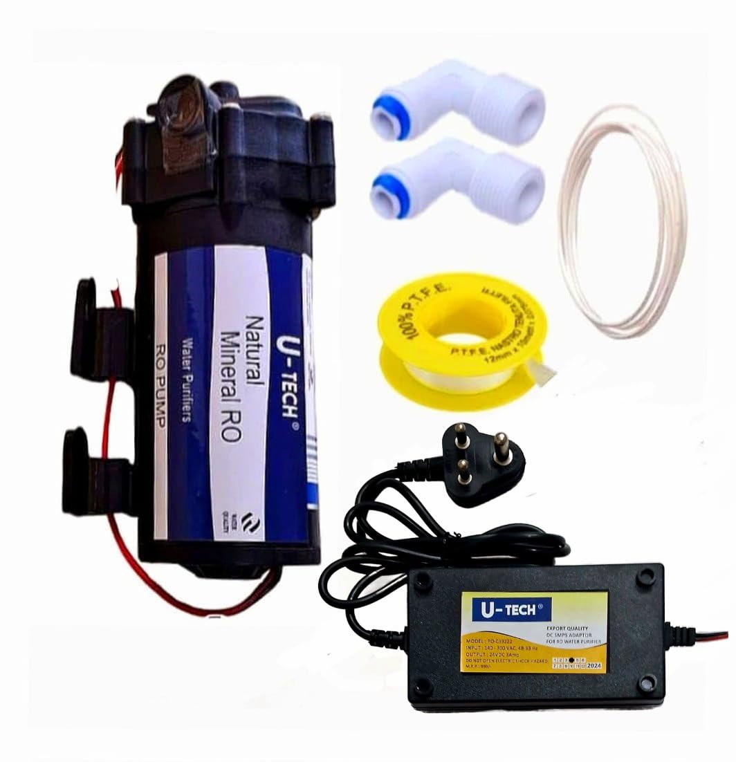 U-TECH® 100 GPD Strong RO Pump With 24 V SMPS Power Supply Suitable For All RO Water Purifiers - Proudly Made In India Product