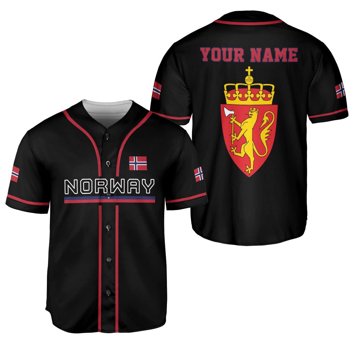 Podagree Personalized Norway Baseball Jersey Shirt Norwegian Pride Flag Roots Norwegian Jersey Soccer for Men and Women (NW12)