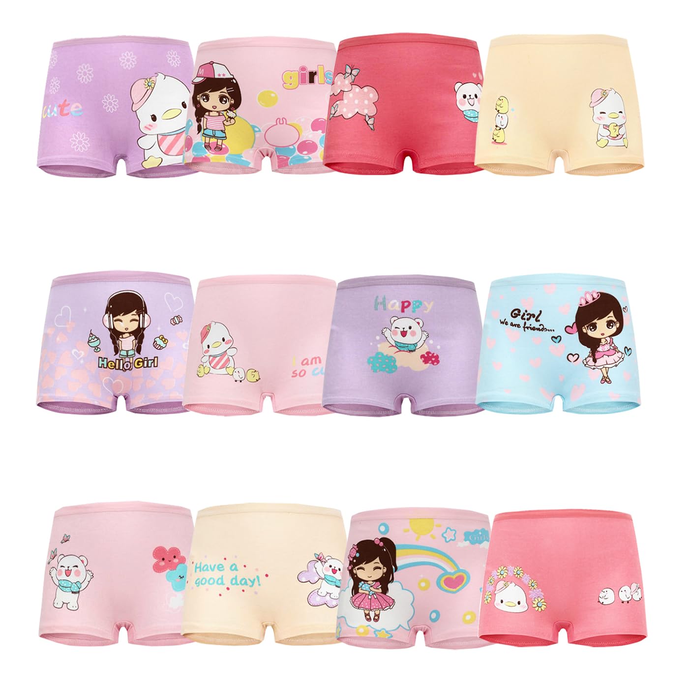 JackLoveBriefsGirls' Knickers 12 Pack Girls Underwear Comfortable Briefs Girls Cotton (2-9 Years)