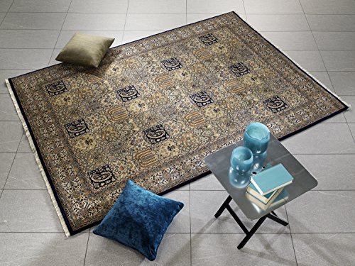 ROSHAN GHOM echter klassischer Orient Felderteppich handgeknüpft in blau-beige, Größe: 250x350 cm – Bild 3