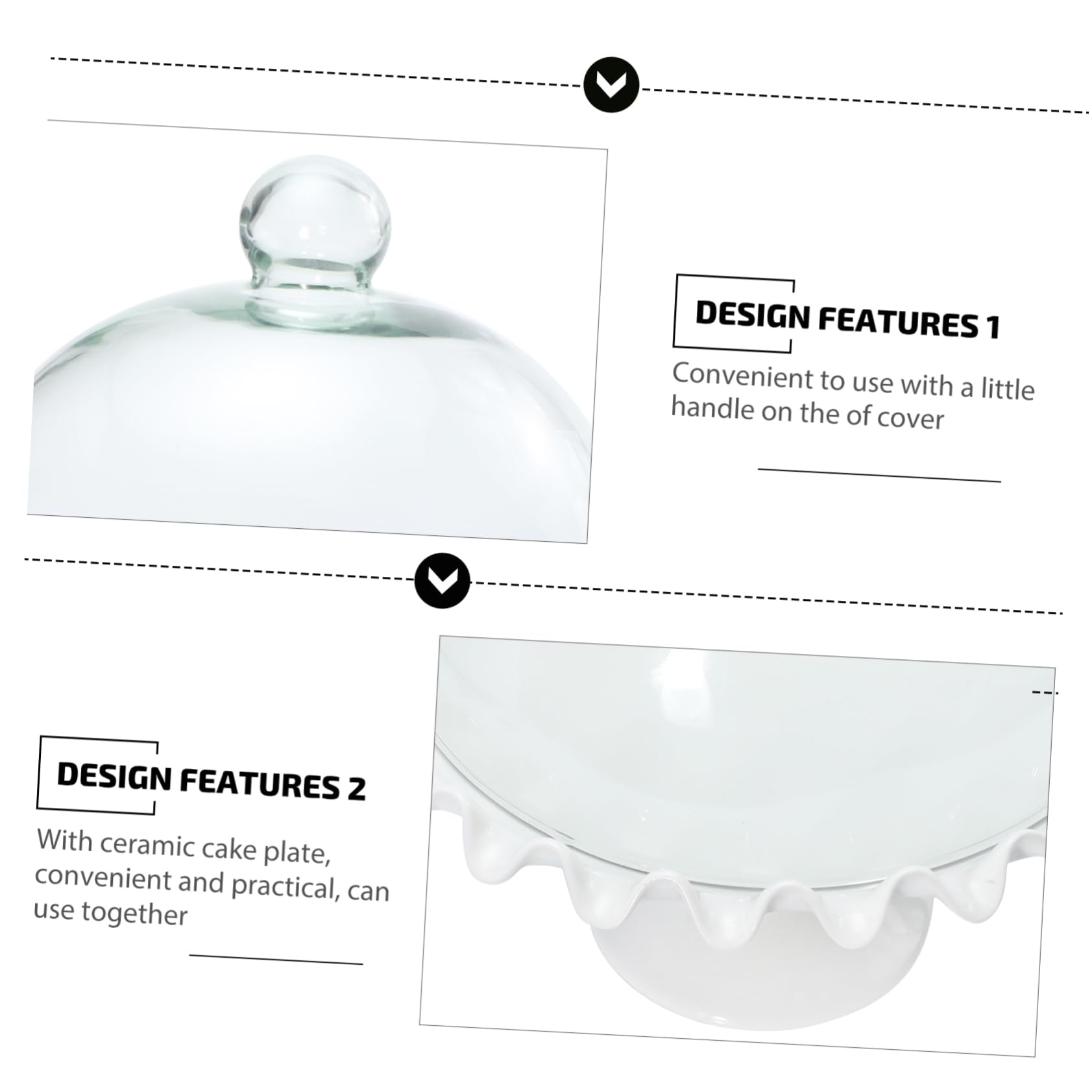Couvercle à Gâteau en Verre Transparent avec Plateau Céramique, 1 Set