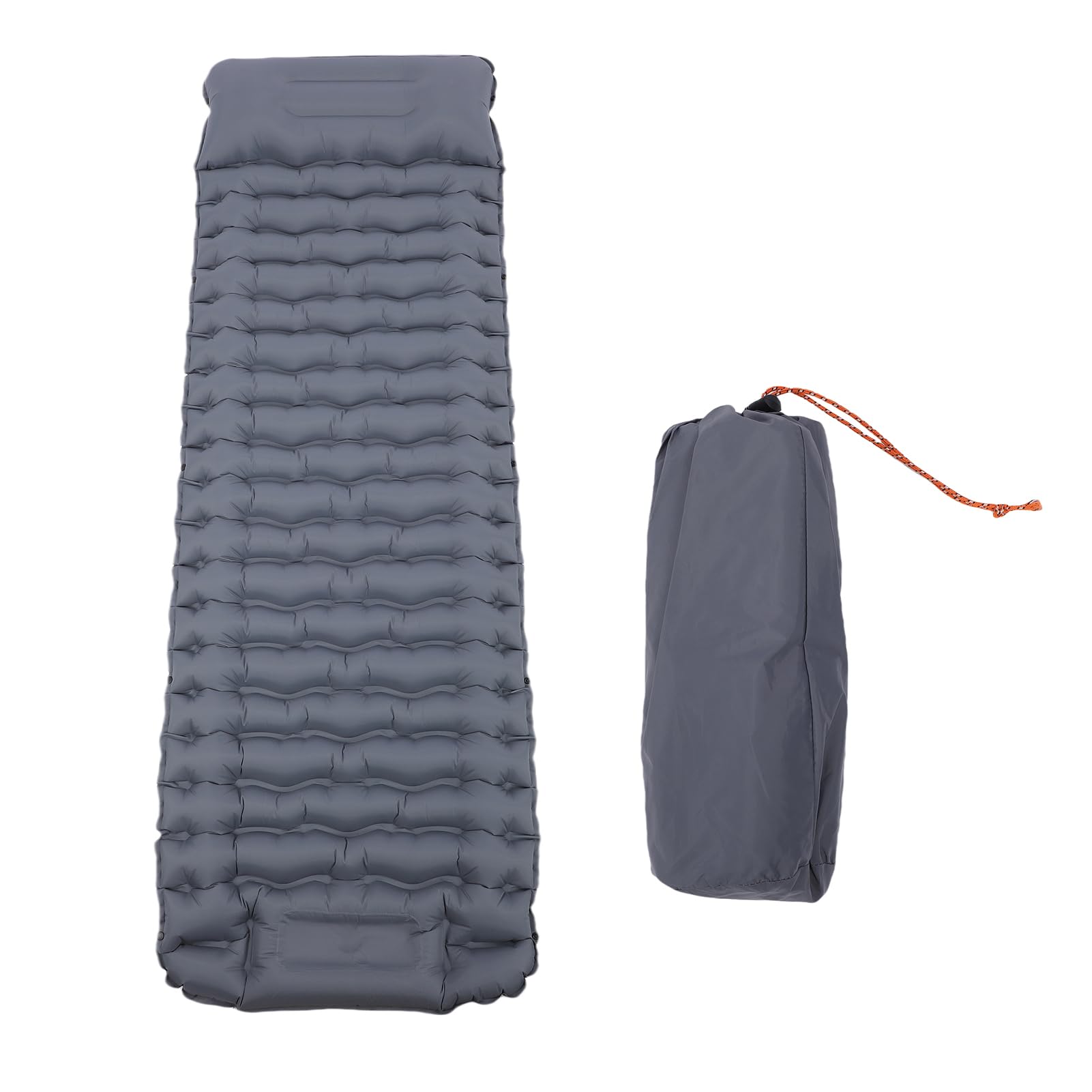 Lekka nadmuchiwana karimata do pieszych wędrówek i biwakowania, wbudowana poduszka i pompka do stóp, nylonowa mata powietrzna z TPU o grubości 10 cm 40D z torbą do przechowywania (LT30 Chłodny szary)