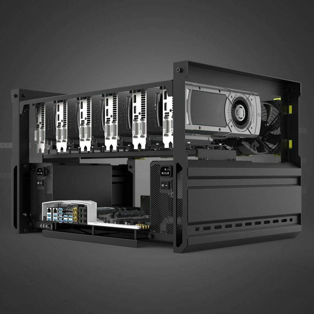 6/8 GPU Aluminum Stackable Open Air Mining Computer Frame Rig Ethereum Veddha (6GPU-T2)