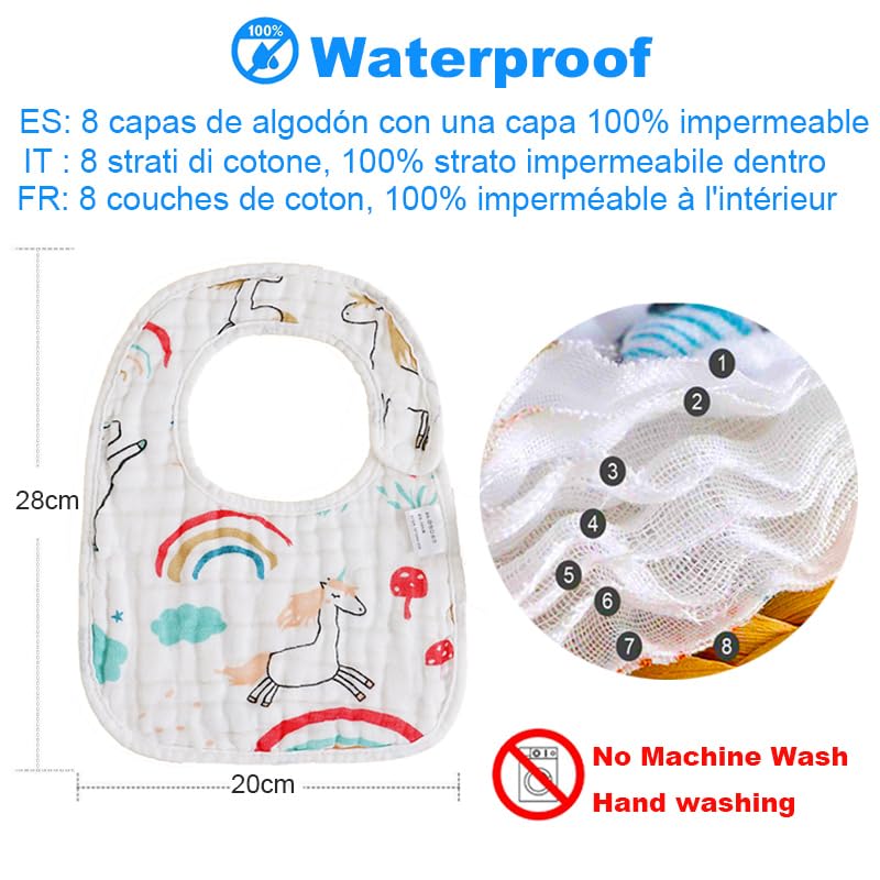 SLOSH Bavoirs Bébé Imperméables Etanche Imperméable Waterproof Naissance Bebe Nouveau Né 0 mois à 36 mois 3 ans Coton Doux Absorbant Respirent Nourrissons Unisex Garçons Filles – Image 5