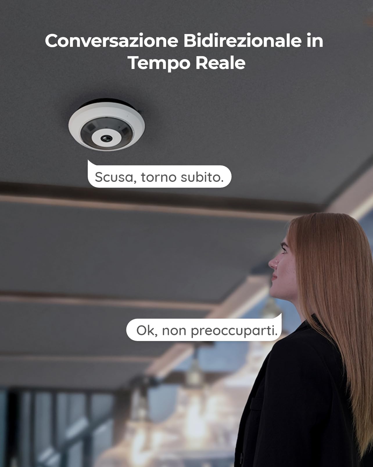 Reolink 2K+ Telecamera WiFi Interno con Panorama a 360°, Telecamera Fisheye | Wi-Fi 2.4/5GHz, Rilevamento Umano Intelligente, Audio a due vie, Visione notturna IR, Slot per Schede microSD, FE-W Bianco