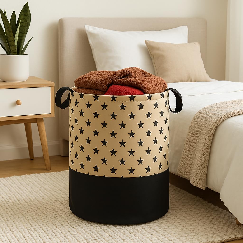 BB BACKBENCHERS Heavy Duty Laundry Basket | Large Round Collapsible Storage Hamper | for Blankets, Toys & Laundry | Foldable Home Organizer for Dorm, Apartment | Brown 2