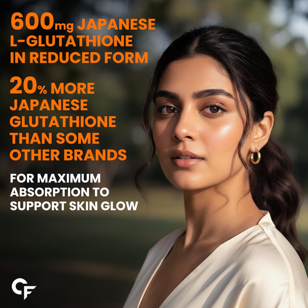 Carbamide Forte Glutathione Effervescent Tablets 600mg | Japanese Reduced L-Glutathione with Vitamin C, Hyaluronic Acid, Lycopene, Astaxanthin, Biotin, Selenium & Berry Extracts | Glutathione Supplement for Skin Glow & Antioxidant Support | Orange Flavour | 30 Effervescent Tablets 1