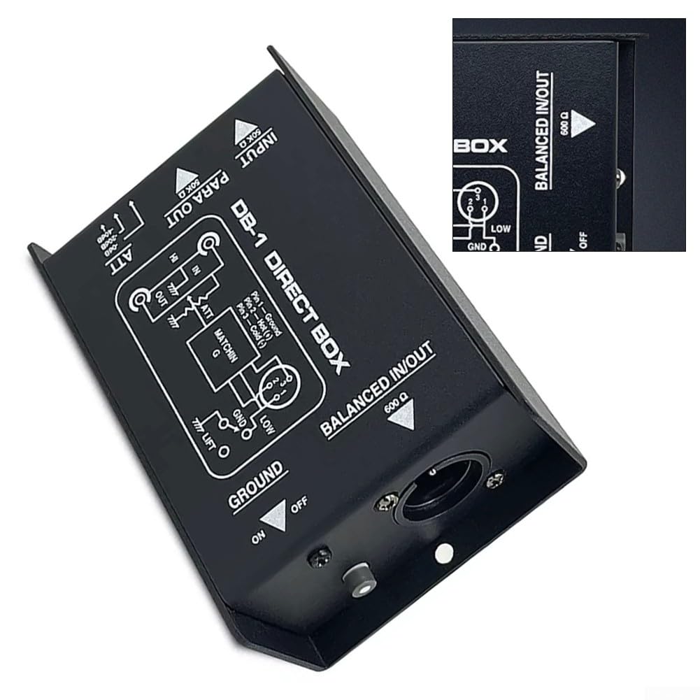 Box DI passivo, Eliminatore di ronzio audio, Splitter stereo DI Box per XLR Single Channel Audio System Altoparlanti Chitarra Basso